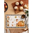thumbnail image 2 of Placemats 1 Pack, Fall Woven Placemat, Linen Place Mats for Kitchen/Dining Tables, Orange Pumpkin Autumn Maple Leaf Sunflower Black Plaid Washable Table Mats for Party, 2 of 8