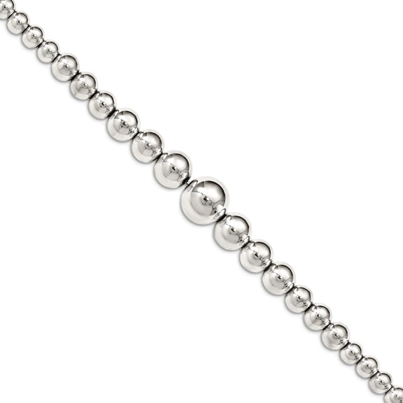 925 Sterling Silver Polished Beaded Bracelet 7.5 Inch Link Bracelet for Women - 11.5 Grams