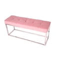 thumbnail image 2 of Pink Velvet Upholstered bench with stainless stain base., 2 of 2
