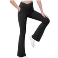 thumbnail image 5 of EnJoCho Girls High Waisted Flare Leggings Yoga Bootcut Pants Solid Color Full Length Bell Bottoms Cross Stretchy Dance Trousers 70s Style, 5 of 6