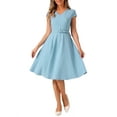 thumbnail image 2 of INSPIRE CHIC Cocktail Dresses for Women's Belted V Neck Cap Sleeve Flowy A-line Dress XL Blue, 2 of 6