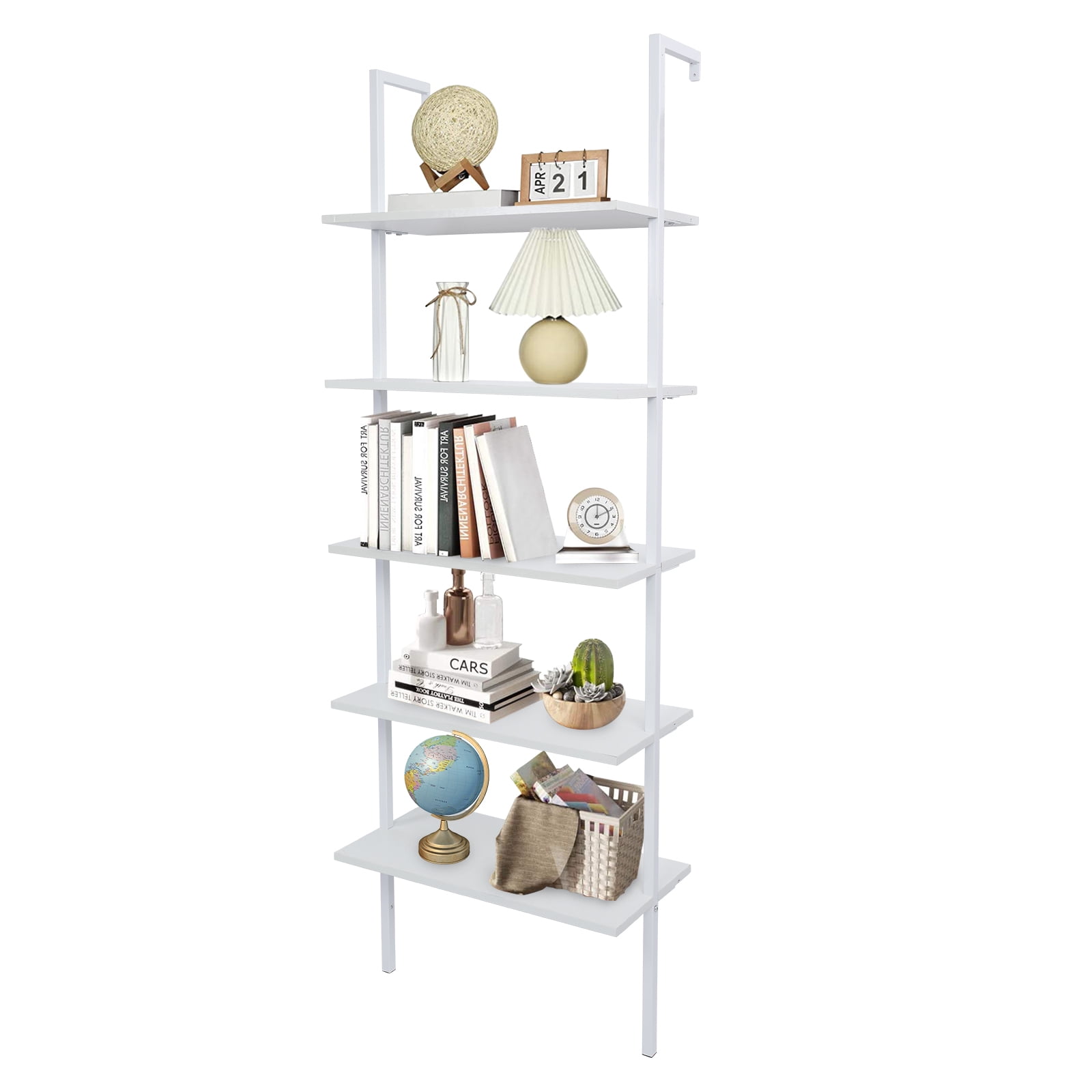 5-Layer Wall-Mounted Display Rack, White, 24.02 x 12.01 x 72 in