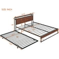 thumbnail image 3 of Queen Size Platform Bed with Trundle, Metal and Wood Bed Frame with Headoard, Footboard, USB Charging Ports, Slat Support Spring Box No Required, 3 of 9