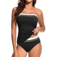 thumbnail image 3 of IYYVV Bandeau Tankini Swimsuits For Women - Two Piece Ruched Tummy Control Bathing Suit Strapless Modest Swimwear With Bottoms Black XL, 3 of 6