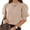 Beige, variant on Puff Sleeve Women Solid Crewneck Knit Sweater
