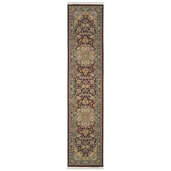 Oriental Weavers Masterpiece Area Rug - 090R2 - 2'3" x 10' - in Red/ Multi - Vintage Inspired, Stain Resistant, Family and Pet Friendly , Entryway, Hallway Runner Rug
