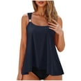 thumbnail image 3 of Karight Womens Tankini Swimsuits 2 Piece Bathing Suit Flowy Ruffle Tankini Tops with Swim Shorts, 3 of 4