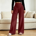 thumbnail image 4 of VBVC Women's High V-Waist Pleated Yoga Pants , Wide Leg Trousers For Women , Ladies' Stretchy Lounge Bottoms with Pockets, S-2XL, 4 of 8
