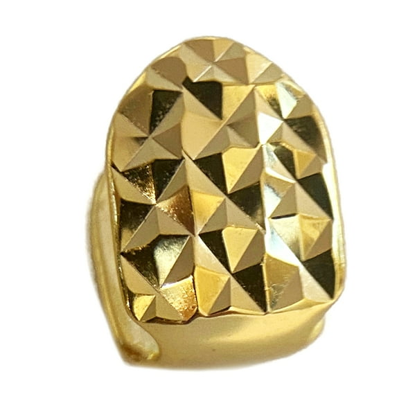 14k Gold Plated 925 Silver Single Grill One Top Tooth Cap New Diamond Cut Grillz