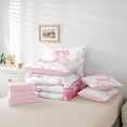 thumbnail image 6 of jejeloiu Letter S Monogrammed 7-Piece Bedding Comforter Set,Kawaii Cute Bowtie King Bedding Sets,Pink Bowknot Ribbon Bed Sheets For Girls,Microfiber Room Decorative Reversible, 6 of 8