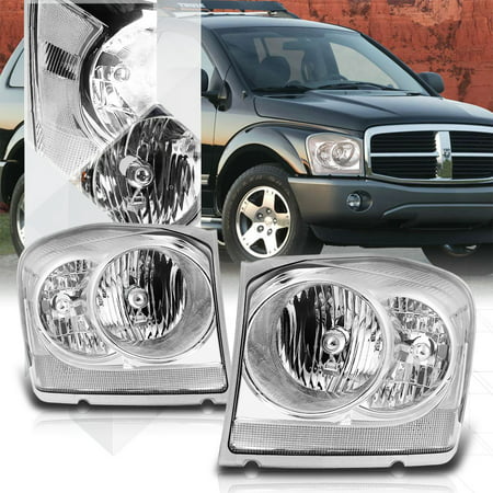 Chrome Housing Headlight Clear Turn Signal Reflector for 04-06 Dodge Durango