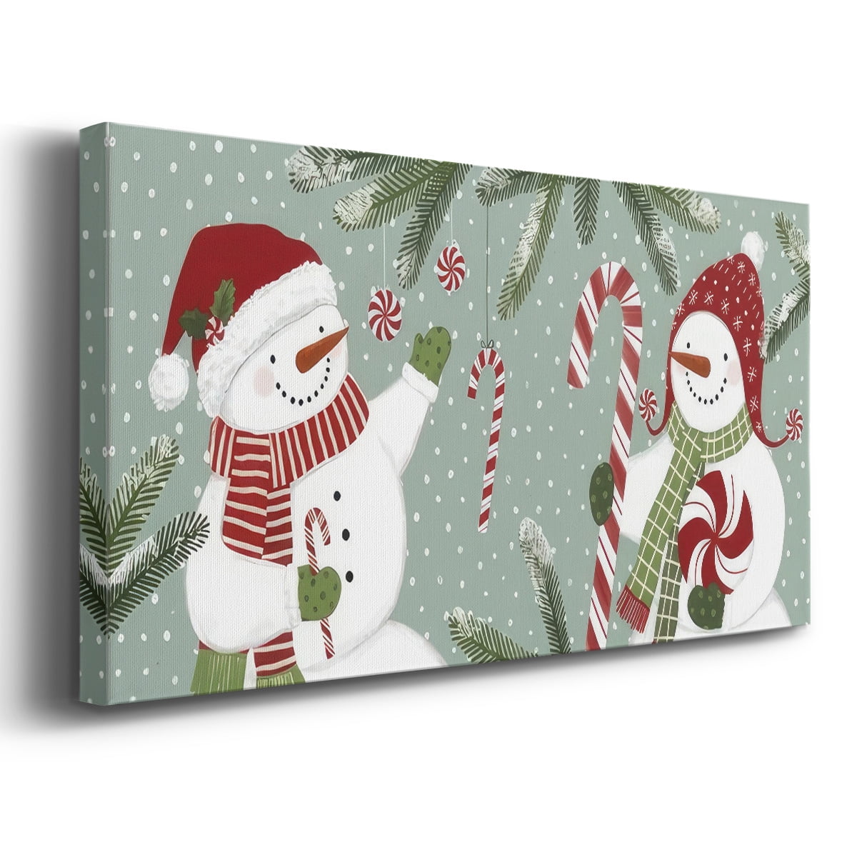 Peppermint Snowman Collection D- Gallery Wrapped Canvas