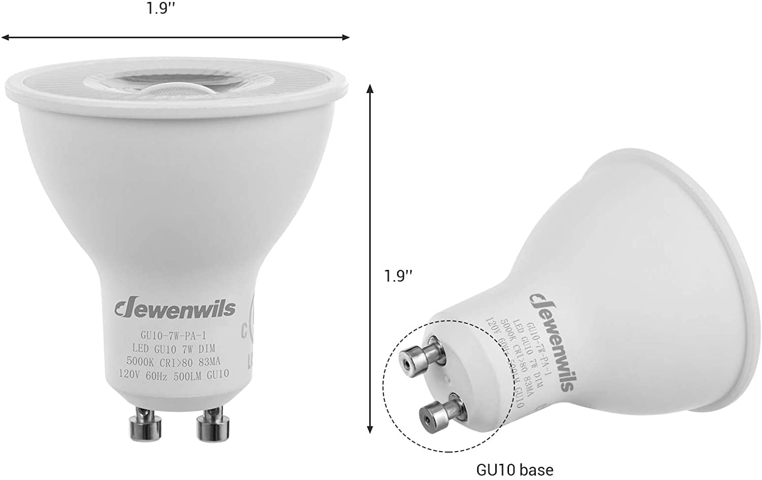 knal sextant handig DEWENWILS GU10 LED Bulb,Dimmable Track Lighting Bulbs,500LM,3000K Warm  White,7W (50W Halogen Equivalent),UL Listed,10-Pack - Walmart.com