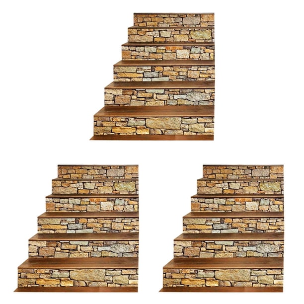 18X Murales Pegatinas de Escalera 3D Calcomanía de Pared - Paisaje Vintage Pegatinas de Elevador Escalera del Paso Azulejo Mural Pelar Y Desmontable Pegatinas de Pared