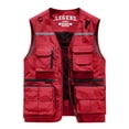 thumbnail image 4 of LEKWK Mens Utility Vest Sleeveless Multi Pocket Fishing Vest Lightweight Mesh Lined Outdoor Work Travel Photography Safari Casual Tops Shirts Red XL, 4 of 6
