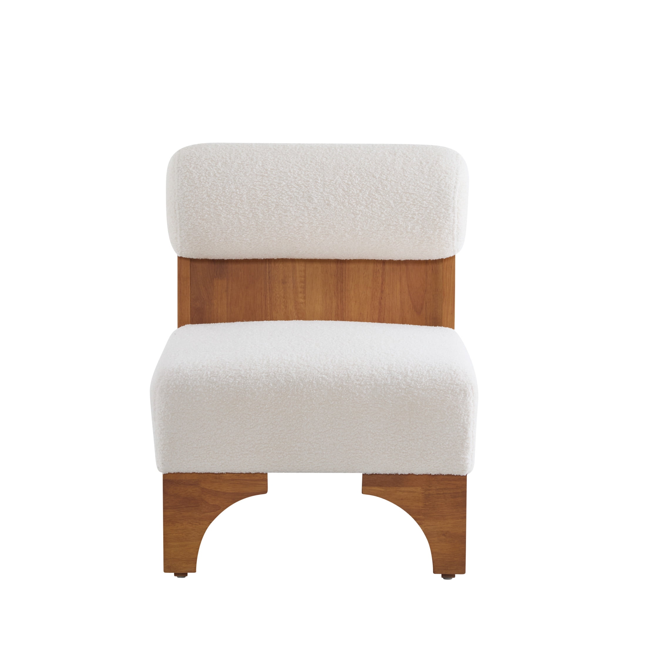 Hayes Modern Boucle Upholstery Lounge Chair, Accent Chair with Rolled Backrest and Solid Wood Frame, Beige