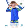 thumbnail image 3 of Lanbubble Toddler Boys Swimsuits Trunk Rashguard Long Sleeve Top Shorts 2 Pieces Bathing Suit Swimwear 3-8Y, 3 of 6