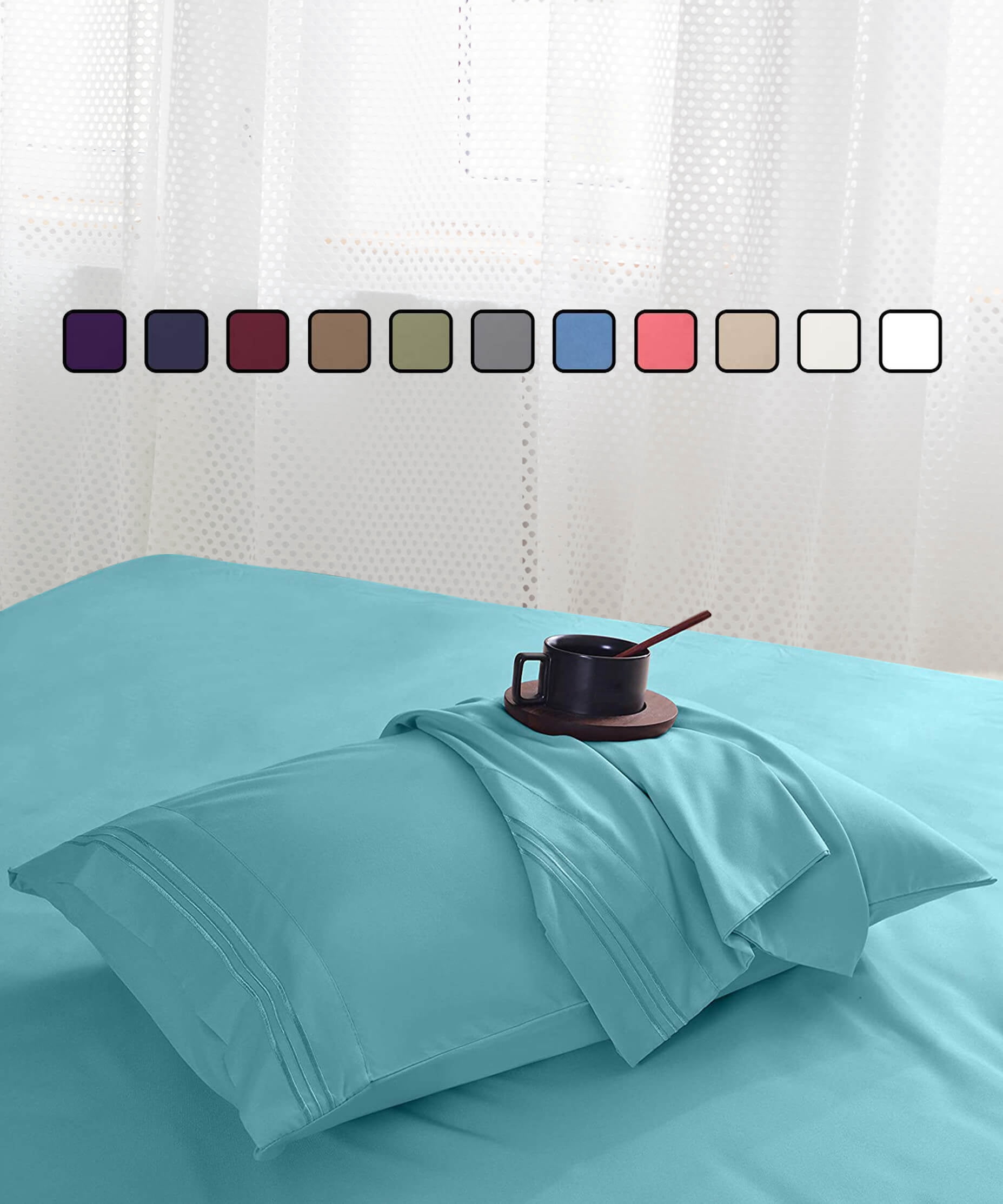 Greeny Green Luxury 1800 Bamboo Ultra Soft Sheet Set – Wrinkle Free, Deep Pocket, Machine Washable, Hypoallergenic, Fade Resistant Bedding Set - 6 Piece Set (Queen, Teal)