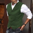 thumbnail image 2 of Chaleco de hombre con estampado de espiga Chaleco de traje de hombre Chaleco de hombre casual de color sólido, 2 of 5