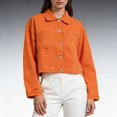 thumbnail image 2 of Women's Oversized Distressed Denim Jacket Casual Wash, 2 of 9