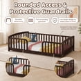 thumbnail image 4 of Miniyam Twin Kids Floor Bed with Guardrails, Pine Wood Montessori Bed Frame with Rounded Opening, Espresso, 4 of 8