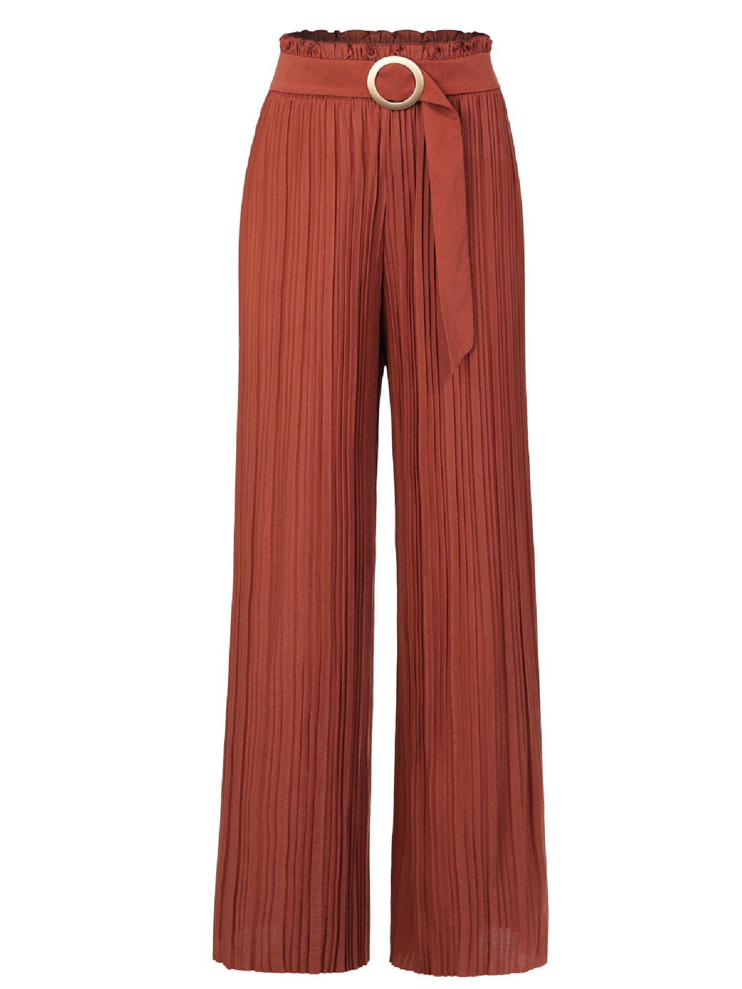 Flare With Belt Palazzo Pants Rust 