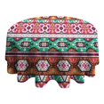 thumbnail image 4 of Round Waterproof Tablecloth 60×60 Inch, Ethnic Boho Style Colorful Seamless Border Art Pattern Reusable Indoor/Outdoor Durable Table Cover for Party Kitchen Dinner Room Decor, 4 of 6