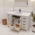 thumbnail image 5 of Ayna Decors Rooh 48 in White Bathroom Vanity Set with White Quartz Countertop and Brass Faucet | Pop-Up Drain and P-Trap Included | Black Hardware, 5 of 10