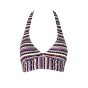 Anne Cole Aqua Multi Printed Friendship Bracelet Halter Bikini Top XS