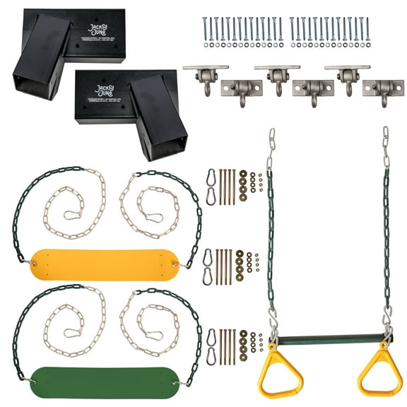 Jack & June DIY Swing Set Kit Includes Swings, Brackets, and Hardware for Safe, Easy Installation