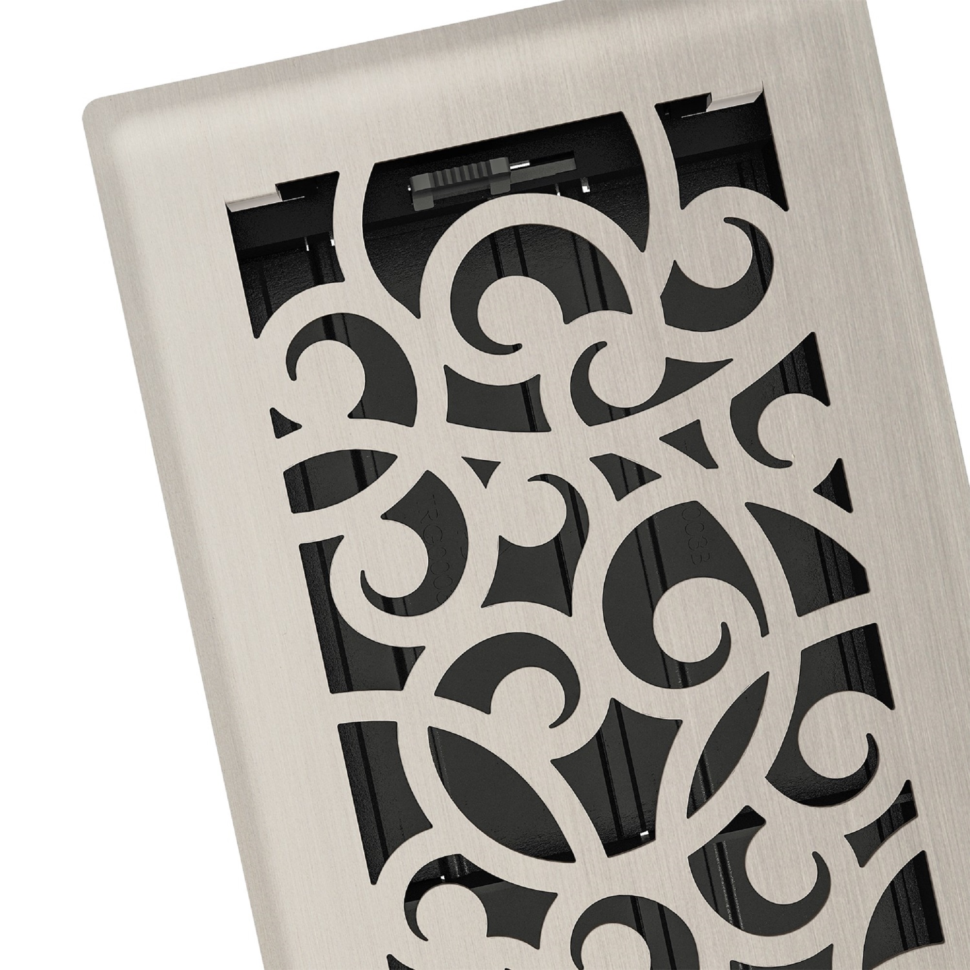 4in x 10in Wonderland Style Brushed Nickel Metal Heating and Cooling Air Floor Register (2 PACK) - Overall 5 1/4" x 11 1/4"