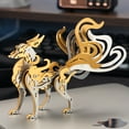 thumbnail image 2 of 80PCS Gold Nine-Tailed Fox DIY 3D Metal Assembly Model – Stainless Steel Aluminum Copper Puzzle, Mythical Creature Creative Desktop Ornament Gift for Hobbyists, 2 of 4