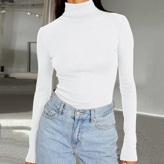 TrdSipl Womens Turtleneck Slim Fit Long-Sleeve Shirt 2025 Fall Trendy Baselayer Thermal Underwear Tops 2025 Winter Clothes