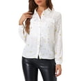 thumbnail image 1 of INSPIRE CHIC Blusa de Manga Larga Metálica Brillante con Estrellas Vintage para Mujeres S Blanca, 1 of 5