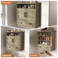 thumbnail image 6 of NEGYLIM Wall-Mounted Bathroom Cabinet with Barn Doors, Adjustable Shelf, 2 Drawers, Rustic Modern Style Storage Organizer for Toilet, Bathroom, Laundry Room, Black, 6 of 11