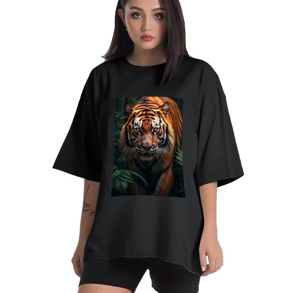 Plus Size Shirt for Women Black Tops for Women Short Sleeves Shirt for Women Tiger T Shirt Crewneck Shirt for Women XS