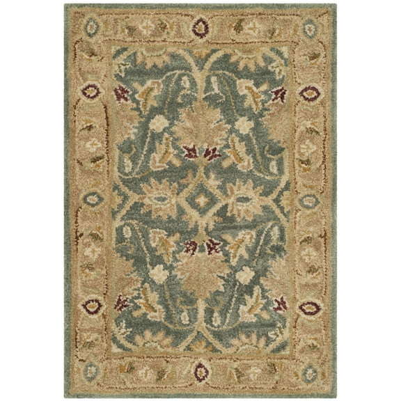 SAFAVIEH Antiquity Lagrange Oriental Wool Area Rug, Teal Blue/Taupe, 2' x 3'