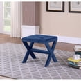 thumbnail image 2 of Velvet Fabric Upholstered Square Accent Bench in Blue, 2 of 2