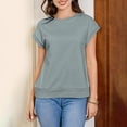 thumbnail image 5 of Women's Cap Sleeve Tops Crew Neck T Shirts Plain Blouses Tees Loose Fit Basic Summer Tee Casual Basic Garment Back Patch Outfits 2025, 5 of 8