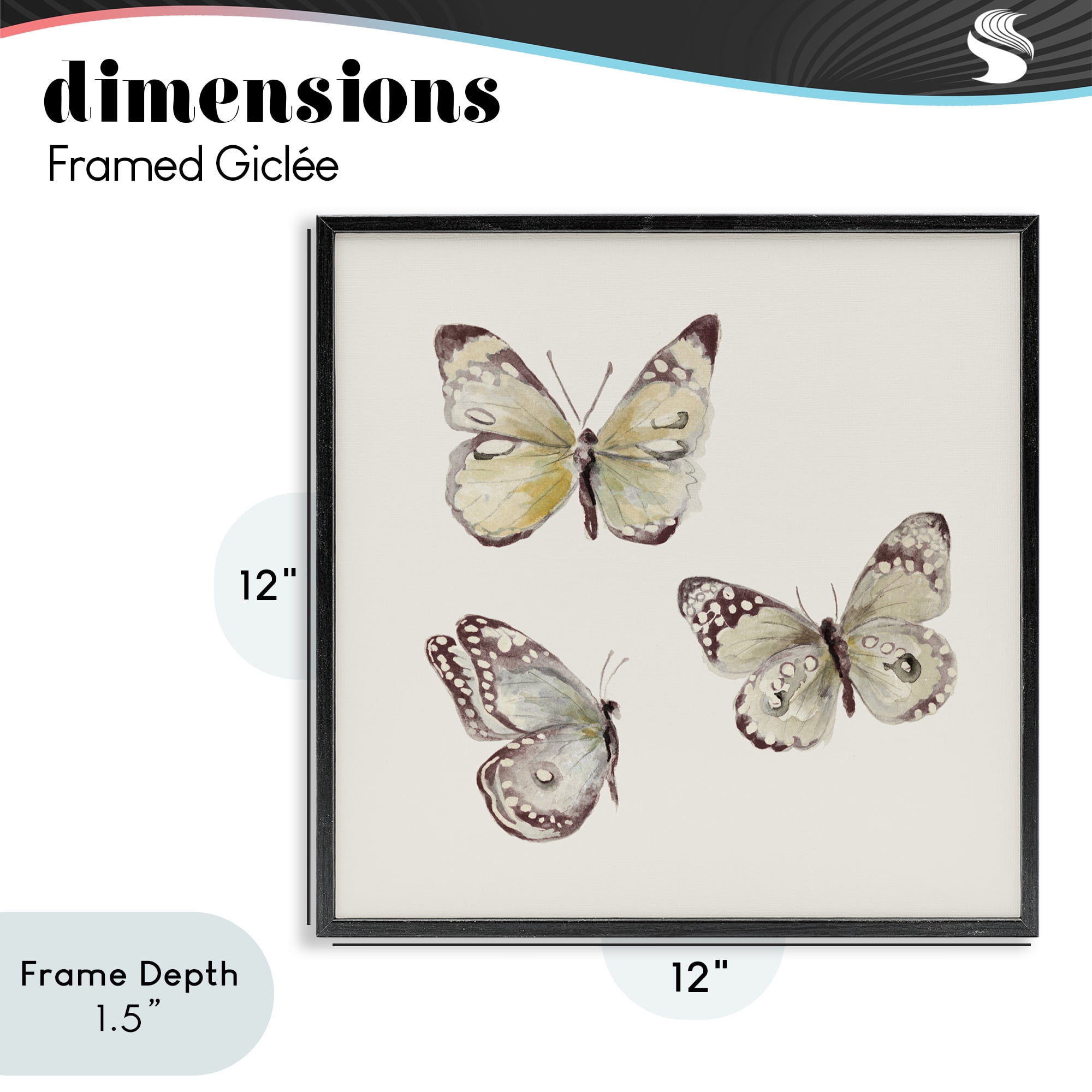 Stupell Industries Delicate Butterflies on Beige Black Framed Giclee Art, design by Patricia Pinto