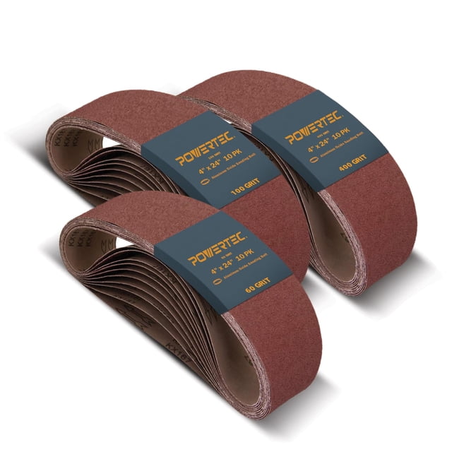 Cintas de lijado POWERTEC, 4 x 24 cm, 30 unidades, 10 unidades de 60, 100 400 granos de cada uno