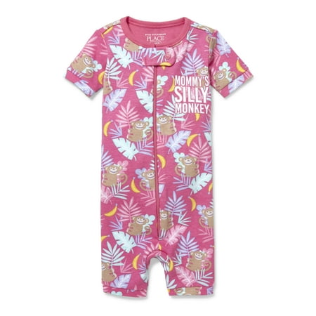 Monkey Print Pajama - Baby And Toddler Girls 'Mommy's Silly Monkey' Jungle Printed Snug-Fit PJ Stretchy (Baby and Toddler Girl)