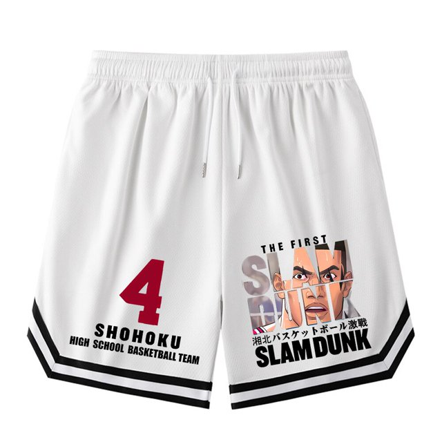 Pantalones cortos de Anime Slam Dunk para hombre, pantalón corto informal de gran tamaño, baloncesto, SHOHOKU, Sakuragi, Hanamichi, Fitness, suelto, cinco puntos