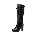 thumbnail image 2 of BLTIBY Women Gothic Boot Cosplay Cross Tied Leather Kneeth Platform Boots Gothic Bows Shoes Fashion Knee-High Boot Black 35, 2 of 9