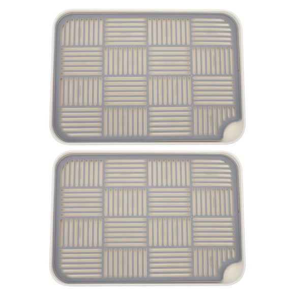 Miangastore Plaques d'Égouttage à Double Couche Blanc Gris 2 Pcs 13.36x9.43x0.63 Po
