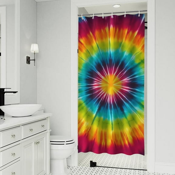 Colorful Rainbow Tie Dye Spiral Pattern Shower Curtain 36"x72" ,Bathroom Decorative Shower Curtains Set with 12 Hooks,Modern Waterproof Washable Shower Curtain