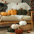 thumbnail image 4 of Pumpkin Pillows, Halloween Pumpkin Pillow Set of 2, Off White Throw Pillows Fall Room Decoration, Teddy Fleece 6x12&4x7 Inches Accent Cushion Gifts for Holiday, 4 of 7