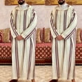 thumbnail image 5 of JUNTEX Lapel Muslim Mens Long Sleeve Thobe Middle East Saudi Arab Kaftan Islamic Abaya Dress Dubai Robes with Striped Pattern, 5 of 14