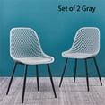thumbnail image 2 of Modern Dining Chairs Set of 2 Patio Dining Chairs Accent Side Chairs Ubran Style Indoor-Outdoor with Metal Legs for Living Room/Dining Room/Garden/Kitchen/Hallway, Gray, 2 of 9