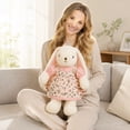 thumbnail image 3 of Floral Dress Lop Eared Rabbit Plush Toy Soft Stuffed Bunny Doll Long Floppy Ears Bedside Companion Bedroom Aesthetics Gift Decor 11.8 Inch, 3 of 5
